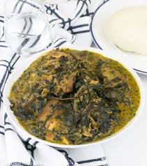 Bitter leaf soup, swallow with Catfish